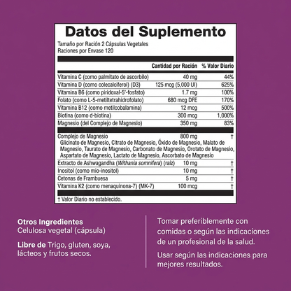 Complejo de Magnesio para Mujeres — Fórmula 20 en 1 Serrinis